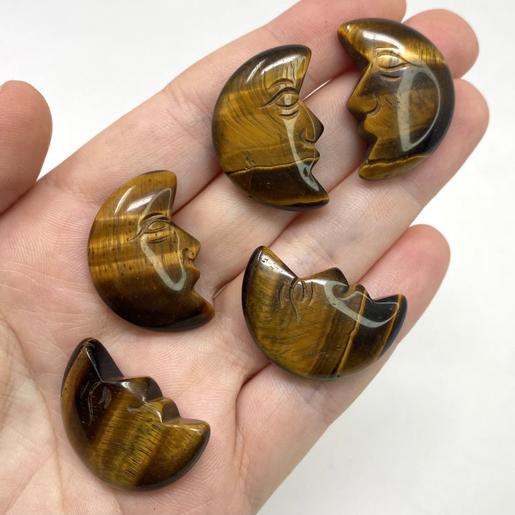 Tiger’s Eye Moon Face Mini Carving