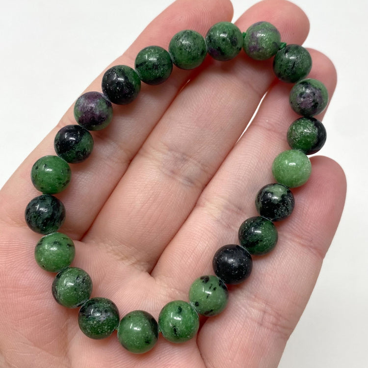 Ruby Zoisite Crystal Gemstone Bracelet 8.5mm Beads