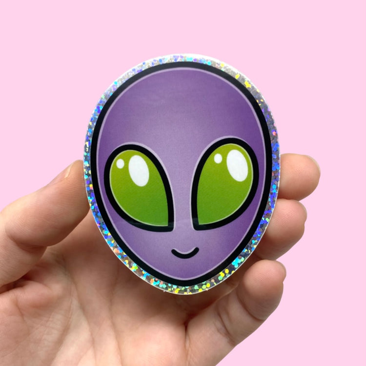 Set of 3pcs Alien Holographic Glitter Vinyl Stickers