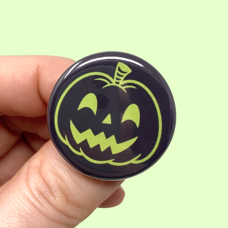 Green Jackolantern 1.25” Button