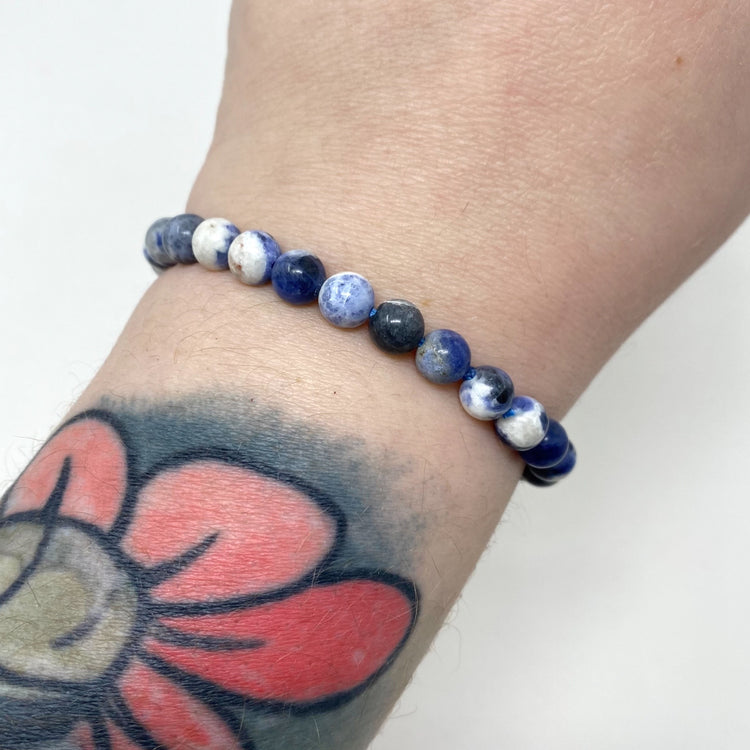 Sodalite Crystal Gemstone Bracelet 6.5mm Beads