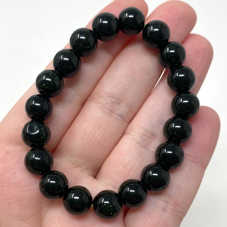 Green Sandstone Bracelet 9.5mm Beads