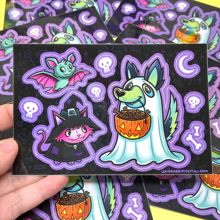 Trick or Treat Holographic Pixie Glitter Vinyl Sticker Sheet