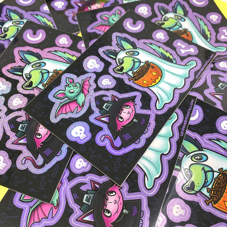 Trick or Treat Holographic Pixie Glitter Vinyl Sticker Sheet