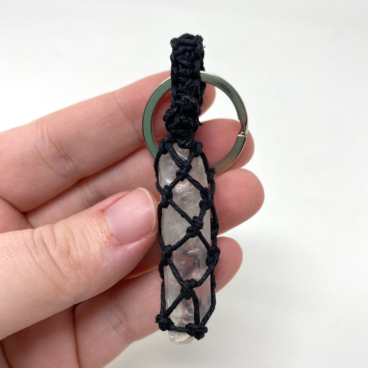 Clear Quartz Point Hand-Wrapped Hemp Crystal Keychain