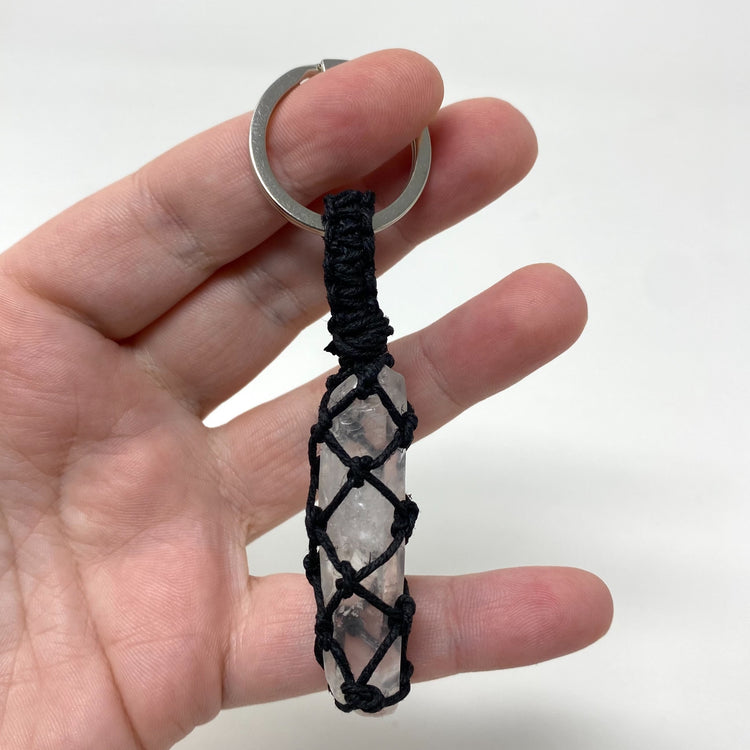 Clear Quartz Point Hand-Wrapped Hemp Crystal Keychain
