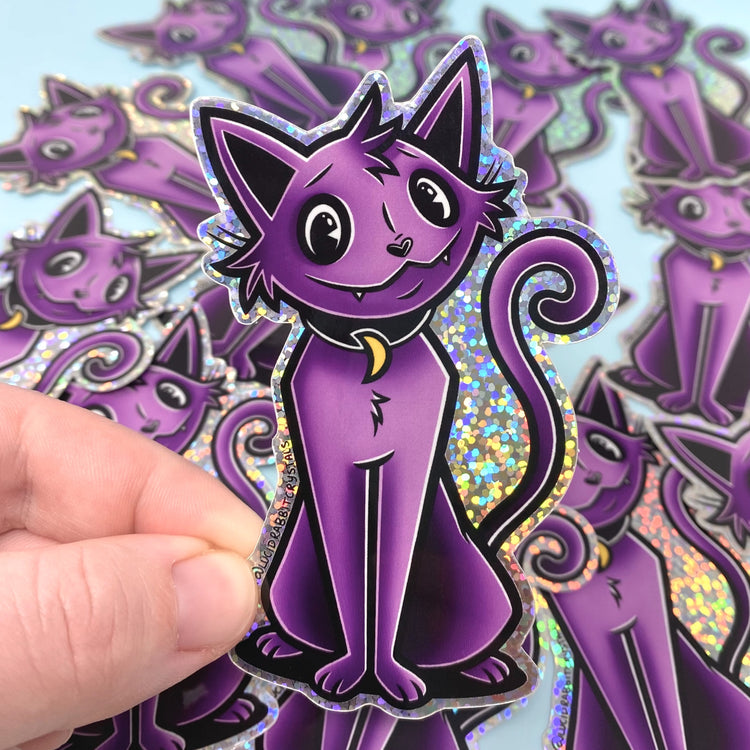 Chester McWhisk Cat Holographic Glitter Vinyl Sticker