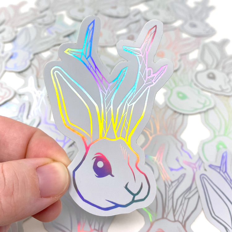 Lucid Rabbit Jackalope Logo Holographic Vinyl Sticker