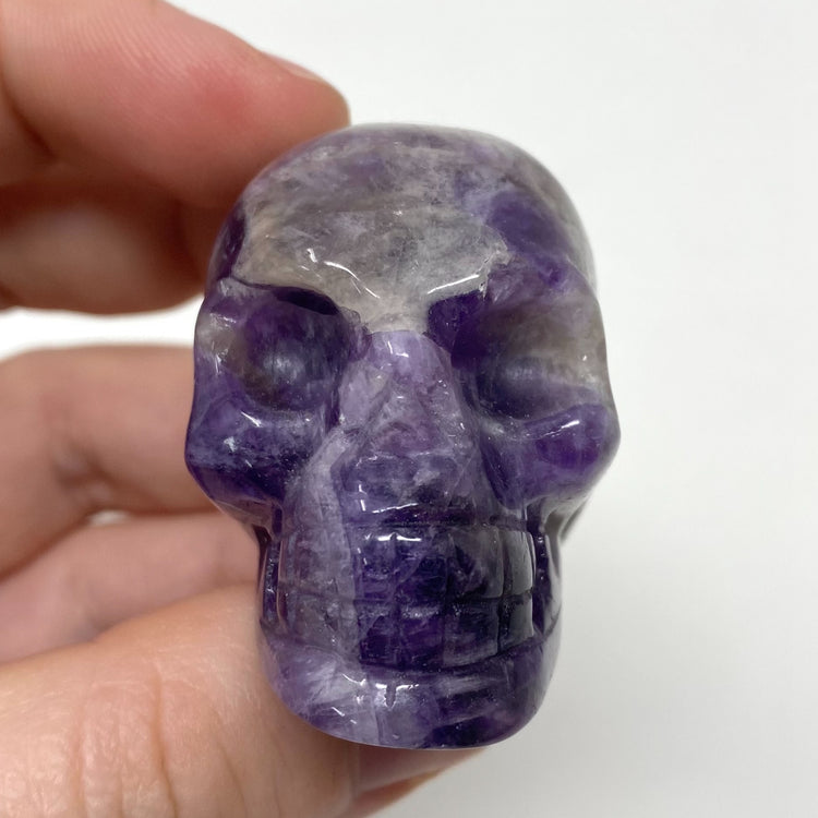 Chevron Amethyst Skull Carving
