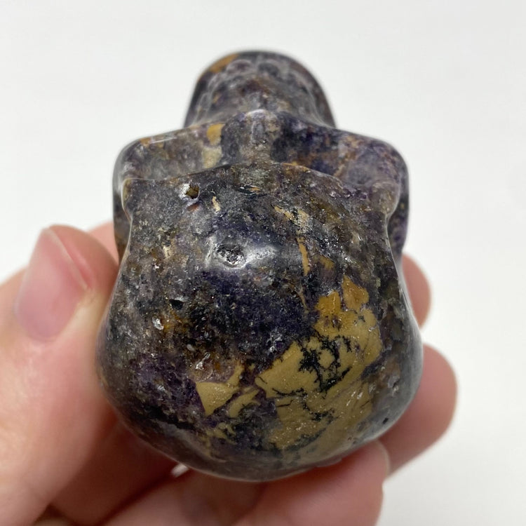Silk Fluorite Matrix Skull Carving