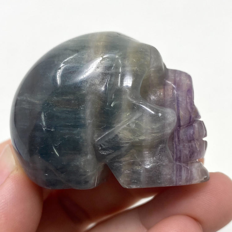 Rainbow Fluorite Crystal Skull Carving