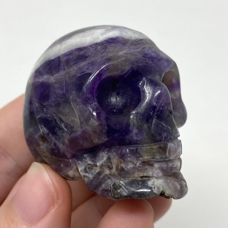 Chevron Amethyst Crystal Skull Carving 2