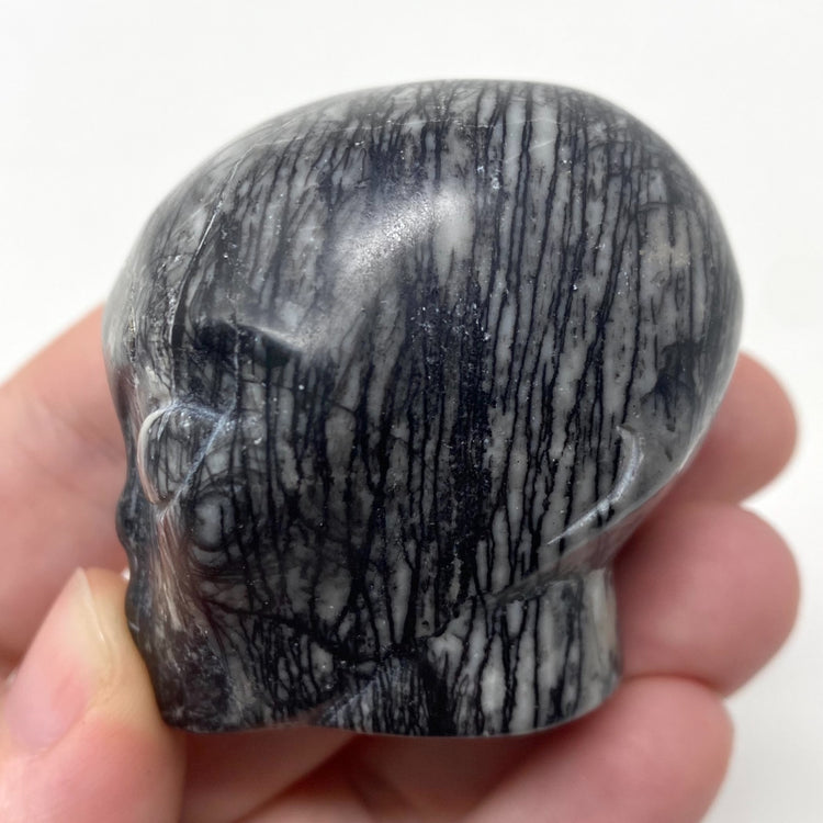 Spiderweb Jasper Alien Head Carving