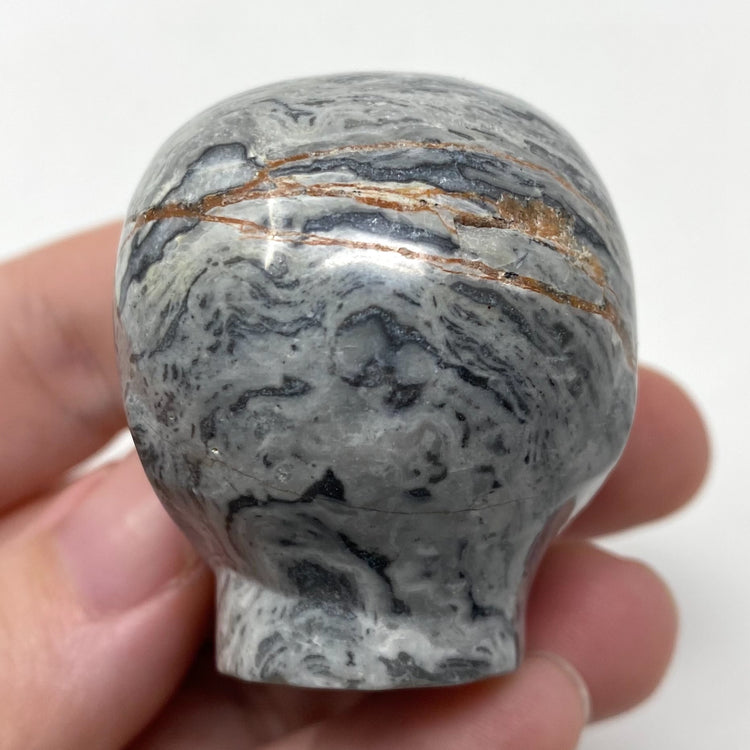 Map Stone Picasso Jasper Alien Head Carving