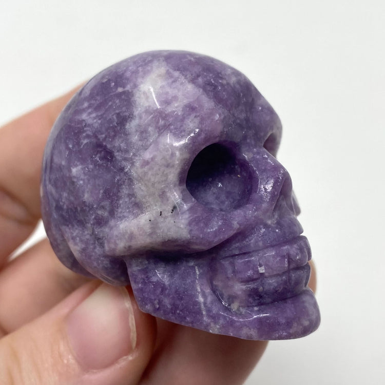 Lepidolite Skull Carving