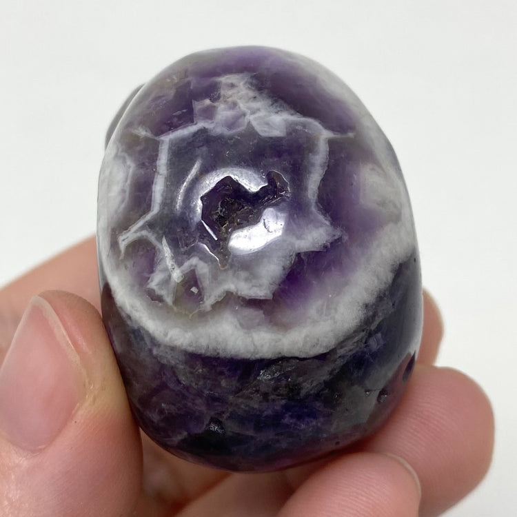 Chevron Amethyst Crystal Skull Carving 2