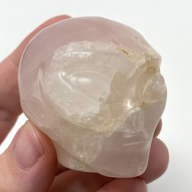 Rose Quartz Alien Head Carving