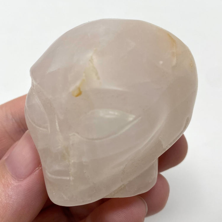 Rose Quartz Alien Head Carving 2