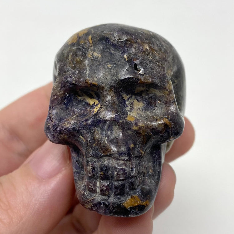 Silk Fluorite Matrix Skull Carving