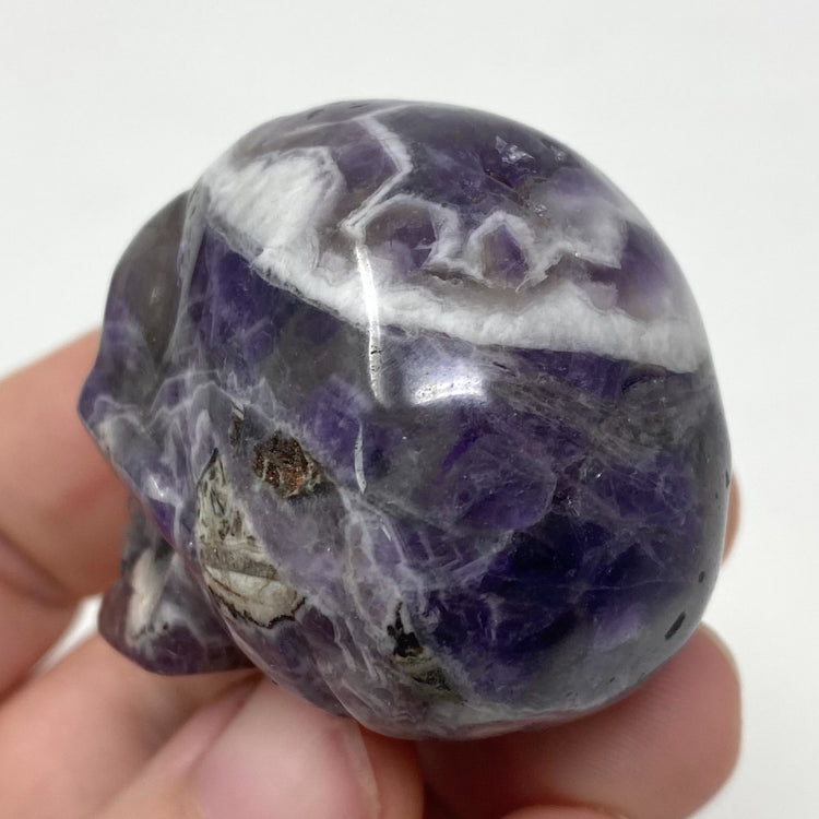 Chevron Amethyst Crystal Skull Carving 2