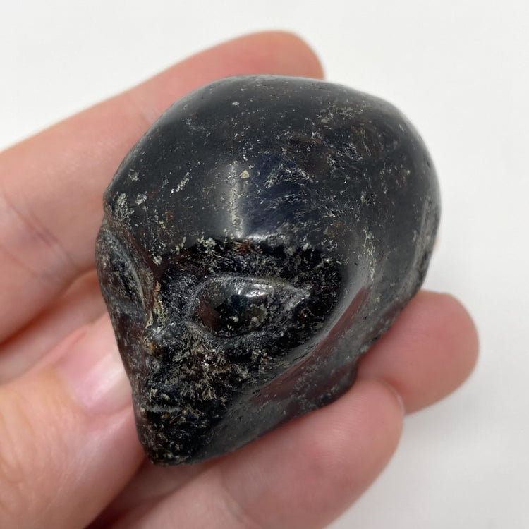 Arfvedsonite Alien Head Carving