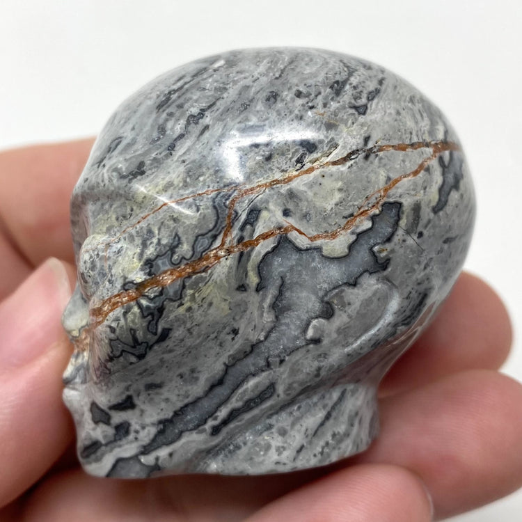 Map Stone Picasso Jasper Alien Head Carving