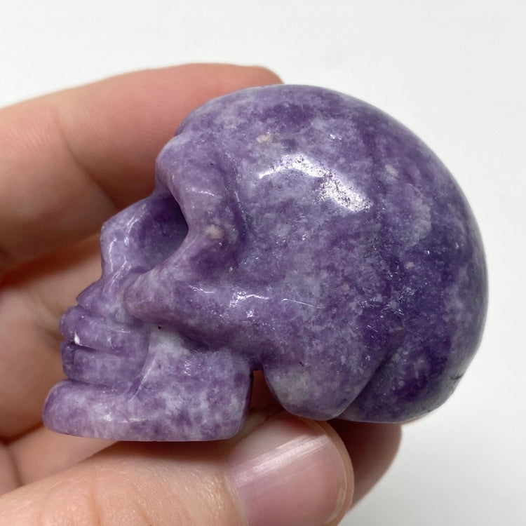 Lepidolite Skull Carving