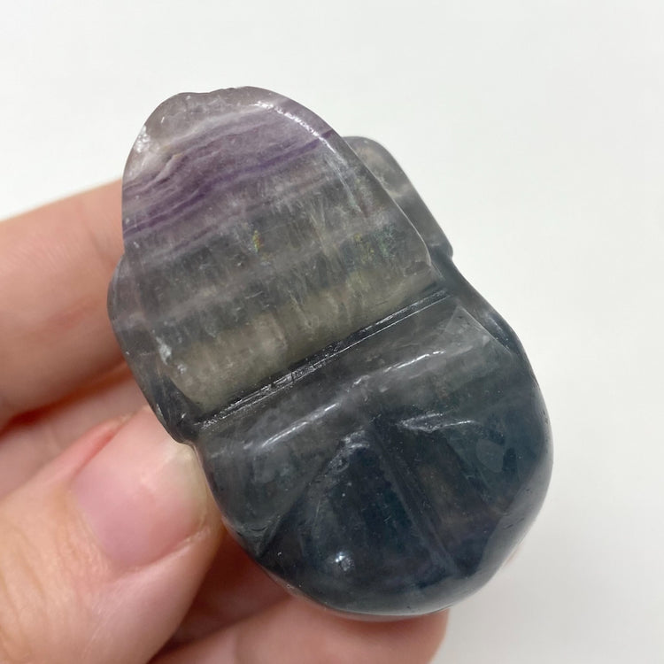 Rainbow Fluorite Crystal Skull Carving