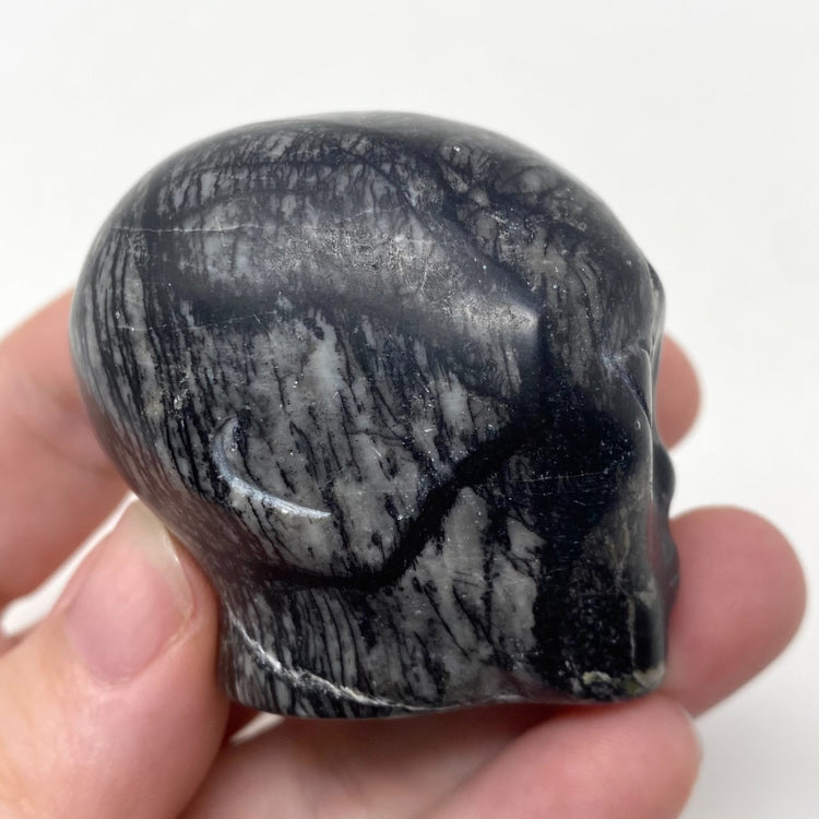 Spiderweb Jasper Alien Head Carving