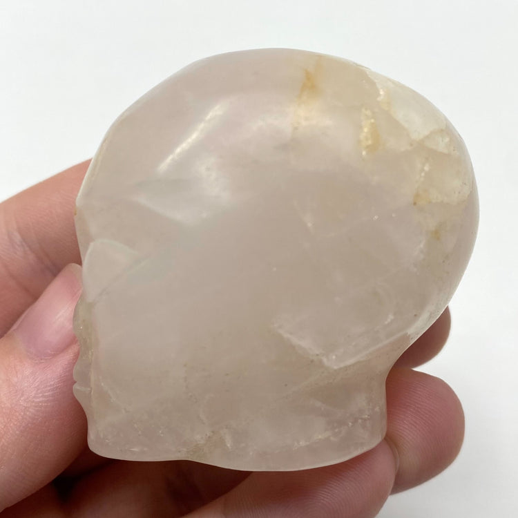 Rose Quartz Alien Head Carving 2