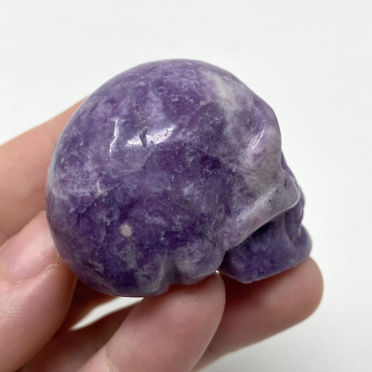 Lepidolite Skull Carving