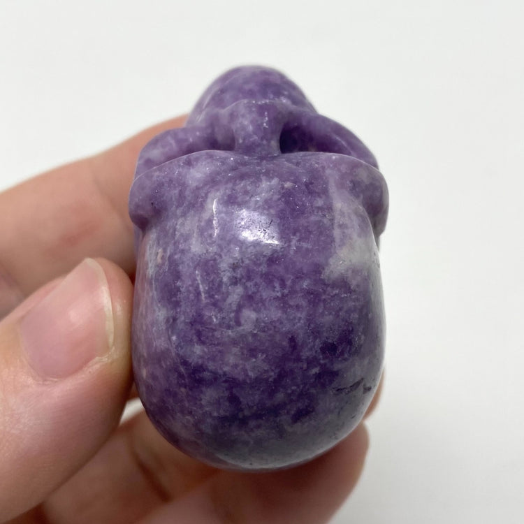 Lepidolite Skull Carving