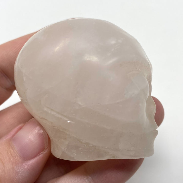 Rose Quartz Alien Head Carving 2