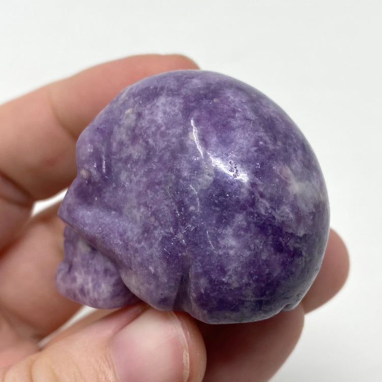 Lepidolite Skull Carving