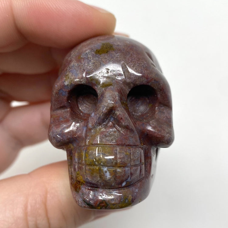 Ocean Jasper Skull Carving