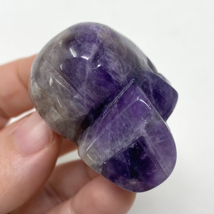Chevron Amethyst Skull Carving