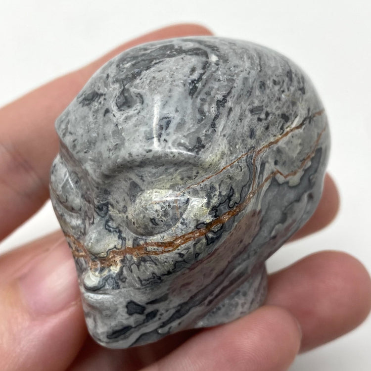 Map Stone Picasso Jasper Alien Head Carving
