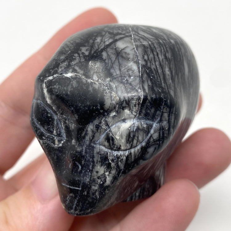Spiderweb Jasper Alien Head Carving