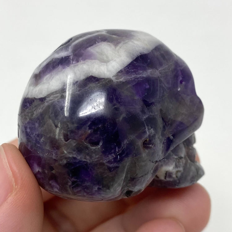 Chevron Amethyst Crystal Skull Carving 2