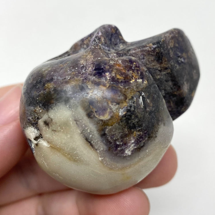 Silk Fluorite Matrix Skull Carving