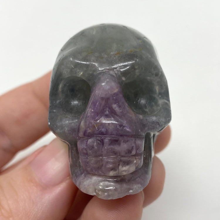 Rainbow Fluorite Crystal Skull Carving