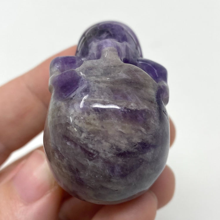 Chevron Amethyst Skull Carving