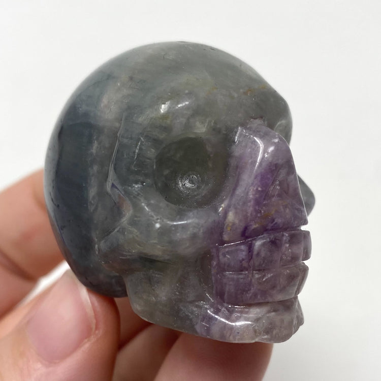Rainbow Fluorite Crystal Skull Carving