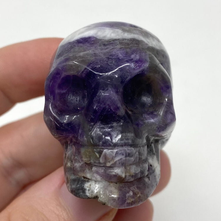 Chevron Amethyst Crystal Skull Carving 2