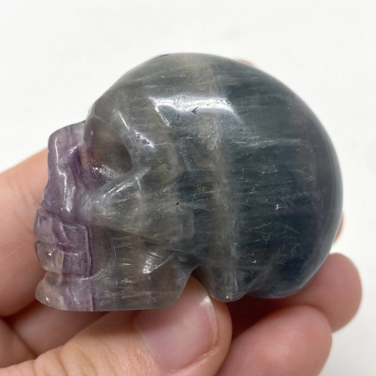 Rainbow Fluorite Crystal Skull Carving