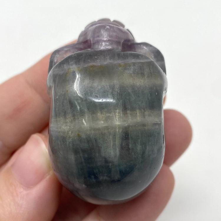 Rainbow Fluorite Crystal Skull Carving