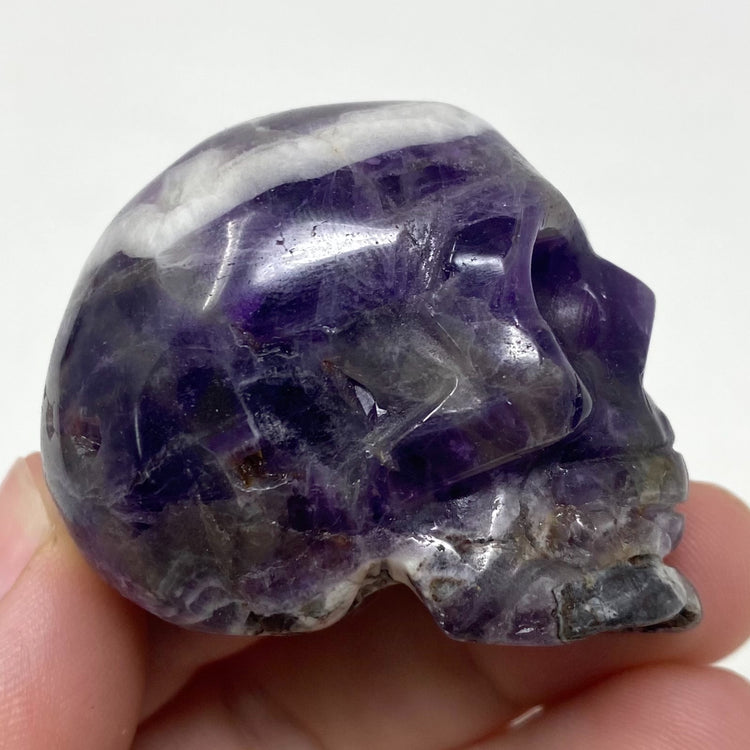 Chevron Amethyst Crystal Skull Carving 2