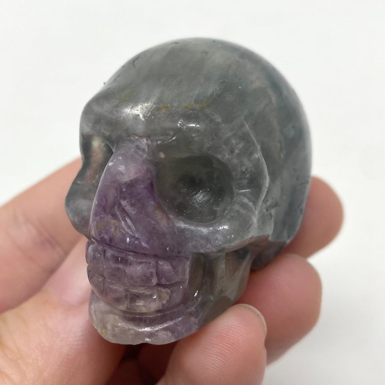 Rainbow Fluorite Crystal Skull Carving