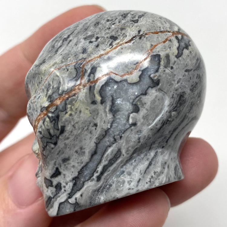Map Stone Picasso Jasper Alien Head Carving
