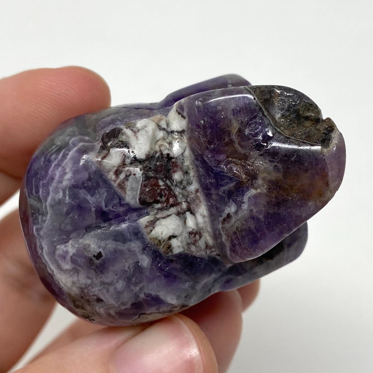 Chevron Amethyst Crystal Skull Carving 2